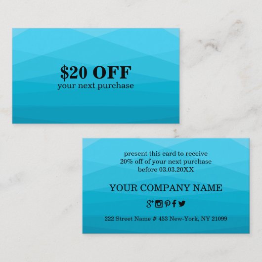 Blue Gradient Polygonal Visitenkarte (Vorne/Hinten)