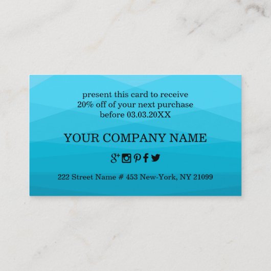 Blue Gradient Polygonal Visitenkarte (Rückseite)