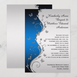 Blue Gradient Silver Verziert Butterfells Kristin Einladung