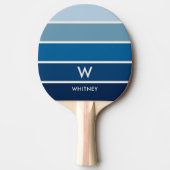 Blue Gradient Strip Monogram Personal Tischtennis Schläger (Vorderseite)