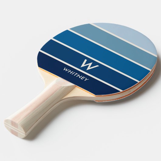 Blue Gradient Strip Monogram Personal Tischtennis Schläger (Vorderseite)