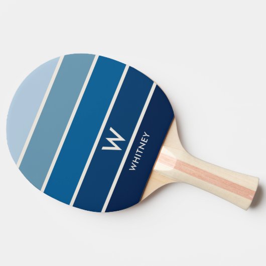 Blue Gradient Strip Monogram Personal Tischtennis Schläger (Seitenansicht)