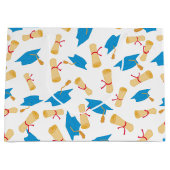 Blue Graduate Cap und Diplommuster Große Geschenktüte (Vorderseite)