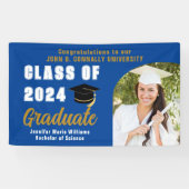 Blue Graduate Foto Arch Modern Graduation Party Banner (Horizontal)