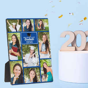 Blue Graduate Foto Collage 2025 Abschluss Geschenk Fotoplatte