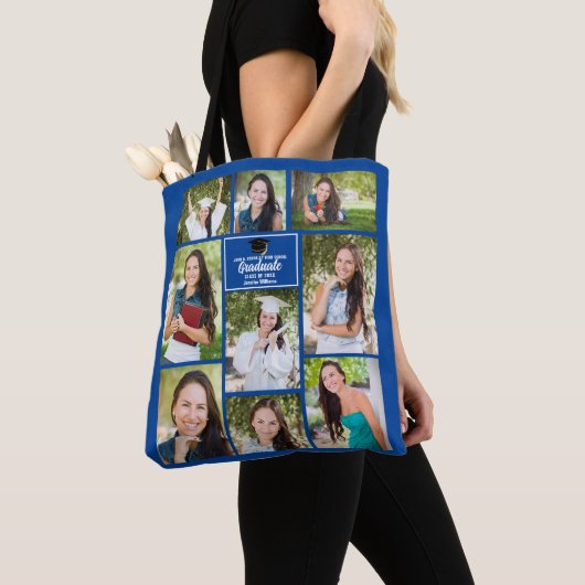 Blue Graduate Foto Collage Abschluss Geschenk Tasche (Von Nahem)