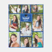 Blue Graduate Foto Collage Custom Abschluss Fleecedecke (Vorderseite)