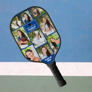 Blue Graduate Foto Collage Custom Abschluss Gesche Pickleball Schläger