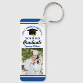 Blue Graduate Foto Personalisiert 2024 Abschluss Schlüsselanhänger (Rückseite)