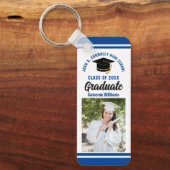 Blue Graduate Foto Personalisiert 2024 Abschluss Schlüsselanhänger (Vorderseite)