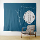 Blue Graduate Gratulation Abschluss Hintergrund Wandteppich (Beispiel (Horizontal))