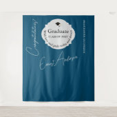 Blue Graduate Gratulation Abschluss Hintergrund Wandteppich (Vorderseite)