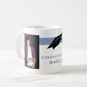 Blue Graduate Herzlichen Glückwunsch Foto Abschlus Kaffeetasse (Vorderseite Links)
