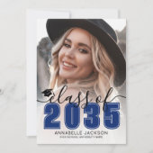 Blue Graduate Photo Graduation Ankündigung (Vorderseite)