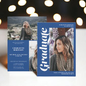 Blue Graduate Script 3 Foto Abschluss Einladung