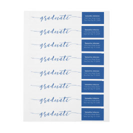 Blue Graduate Script Modern Wrap rund um Label