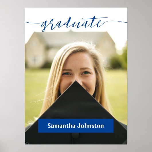 Blue Graduate Script Modernes Foto Poster (Vorne)