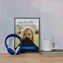 Blue Graduate Script Modernes Foto Poster