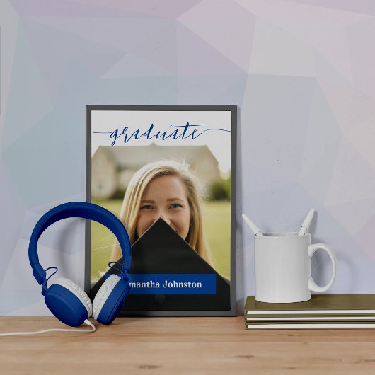 Blue Graduate Script Modernes Foto Poster