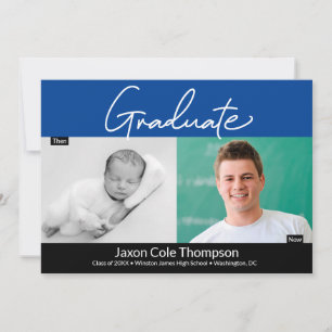 Blue Graduate Then and Now High School Grad Foto Ankündigung