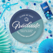 Blue Graduation Bold Retro Script Cap Icon Minimal Pappteller (Party)