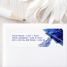 Blue Graduation Cap Address Labels