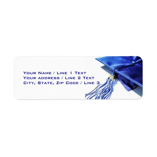 Blue Graduation Cap Address Labels (Vorne)
