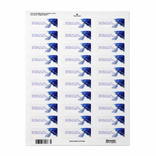 Blue Graduation Cap Address Labels (Vorne)