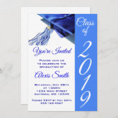Blue Graduation Cap and Tassel Einladung (Vorne/Hinten)