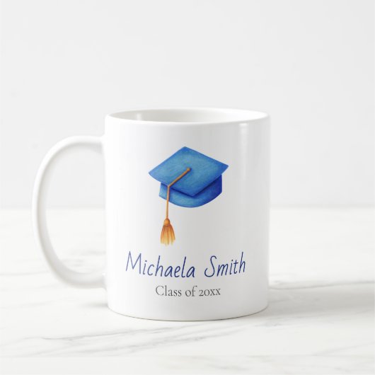 Blue Graduation Cap Class of High School Kaffeetasse (Links)