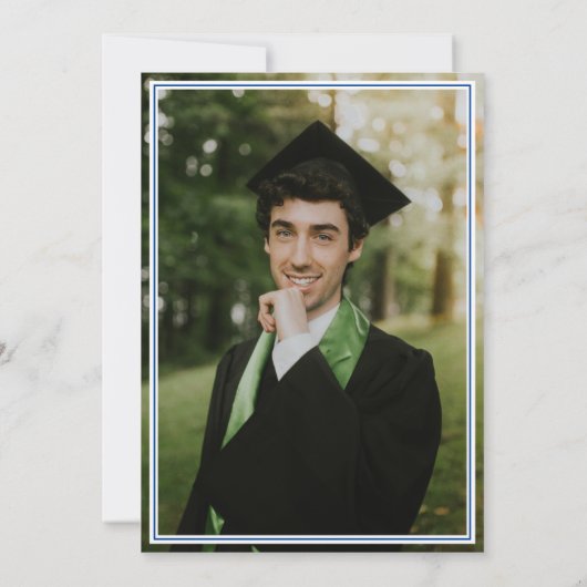 Blue Graduation Cap Cowboy Boot Arrangement Einladung (Rückseite)