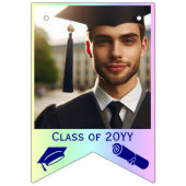 Blue Graduation Cap, Diploma & 16-Foto auf Rainbow Wimpelkette (Zweite Fahne)