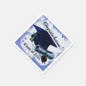 Blue Graduation Cap & Diploma Napkins Serviette (Ecke)