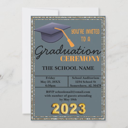 Blue Graduation Cap Einladung (Vorderseite)