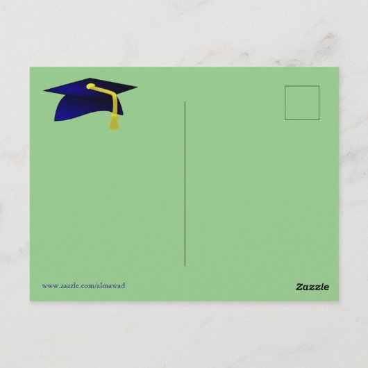 Blue Graduation Cap - Glückwünsche in Französisch Postkarte (Rückseite)