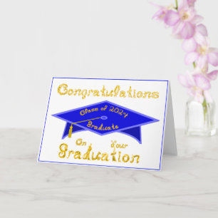 Blue Graduation Cap Graduate Class 2024 Hat Karte