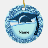 Blue Graduation Cap Keramik Ornament (Vorne)