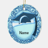 Blue Graduation Cap Keramik Ornament (Links)