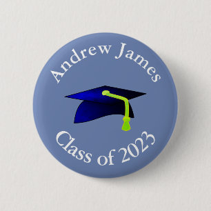 Blue Graduation Cap - Klasse von 2019 - Ihr Name Button