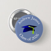 Blue Graduation Cap - Klasse von 2020 - Ihr Name Button (Vorne & Hinten)