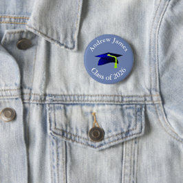 Blue Graduation Cap - Klasse von 2020 - Ihr Name Button