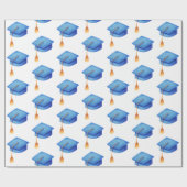 Blue Graduation Cap mit Tassels Abschluss Geschenkpapier (Flach)