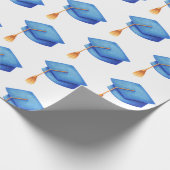 Blue Graduation Cap mit Tassels Abschluss Geschenkpapier (Ecke)