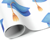 Blue Graduation Cap mit Tassels Abschluss Geschenkpapier (Rolleneckpunkt)