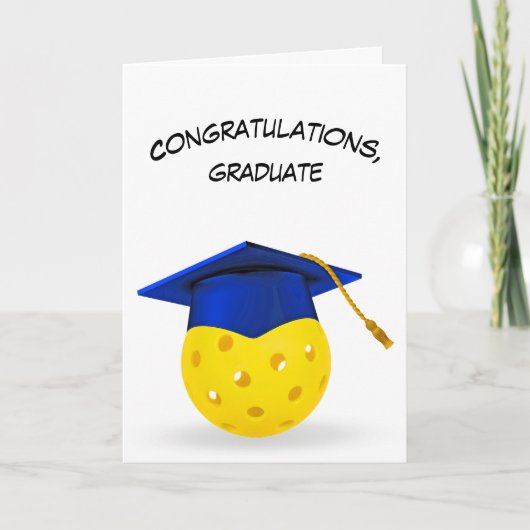 Blue Graduation Cap On a Pickleball Karte (Vorderseite)