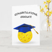 Blue Graduation Cap On a Pickleball Karte (Gelbe Blume)
