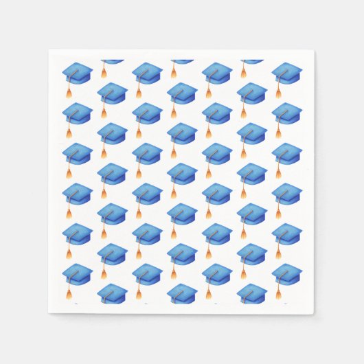 Blue Graduation Cap Personalisierter Abschluss Nap Serviette (Vorderseite)