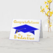Blue Graduation Cap Printable Party Hat oder Karte (Gelbe Blume)