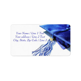 Blue Graduation Cap Tassel Address Labels Adressaufkleber