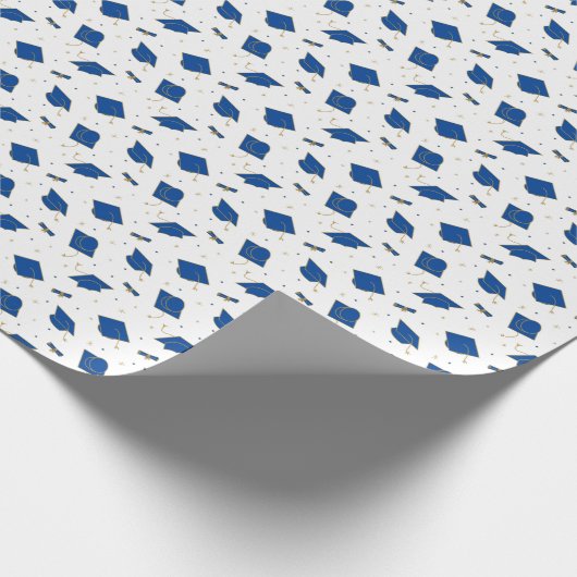 Blue Graduation Cap Toss Geschenkpapier (Ecke)